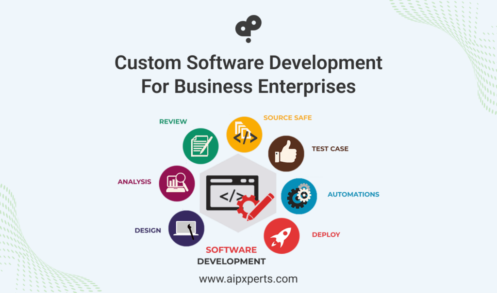 Image of custom software development for business enterprises. 