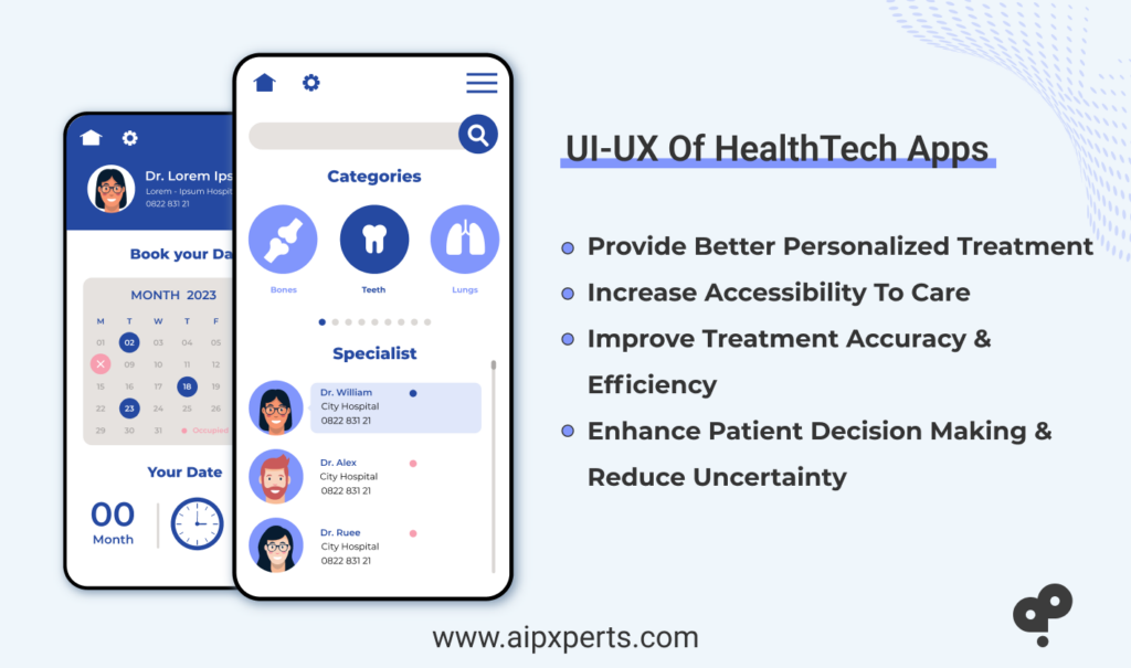 Image of UI/UX of HealthTech apps.