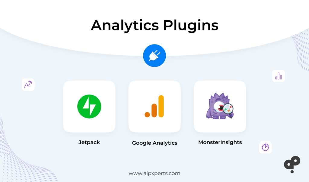 Image of examples of analytics plugins on WordPress