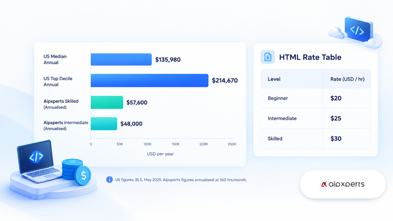 Hire Flutter Developers: The Risks Worth Screening For 1 Bar chart comparing US software developer salaries with Aipxperts annualised Flutter developer rates