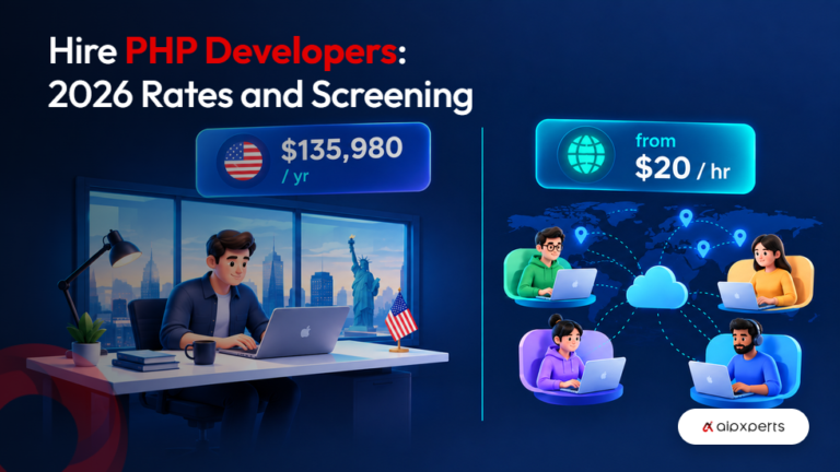 Comparison of US PHP developer salary against offshore hourly rates in 2026