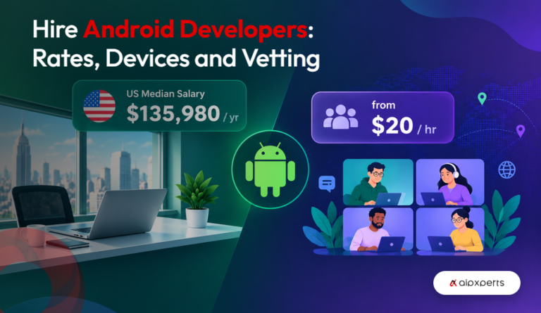 Comparison of US Android developer salary against offshore hourly rates in 2026